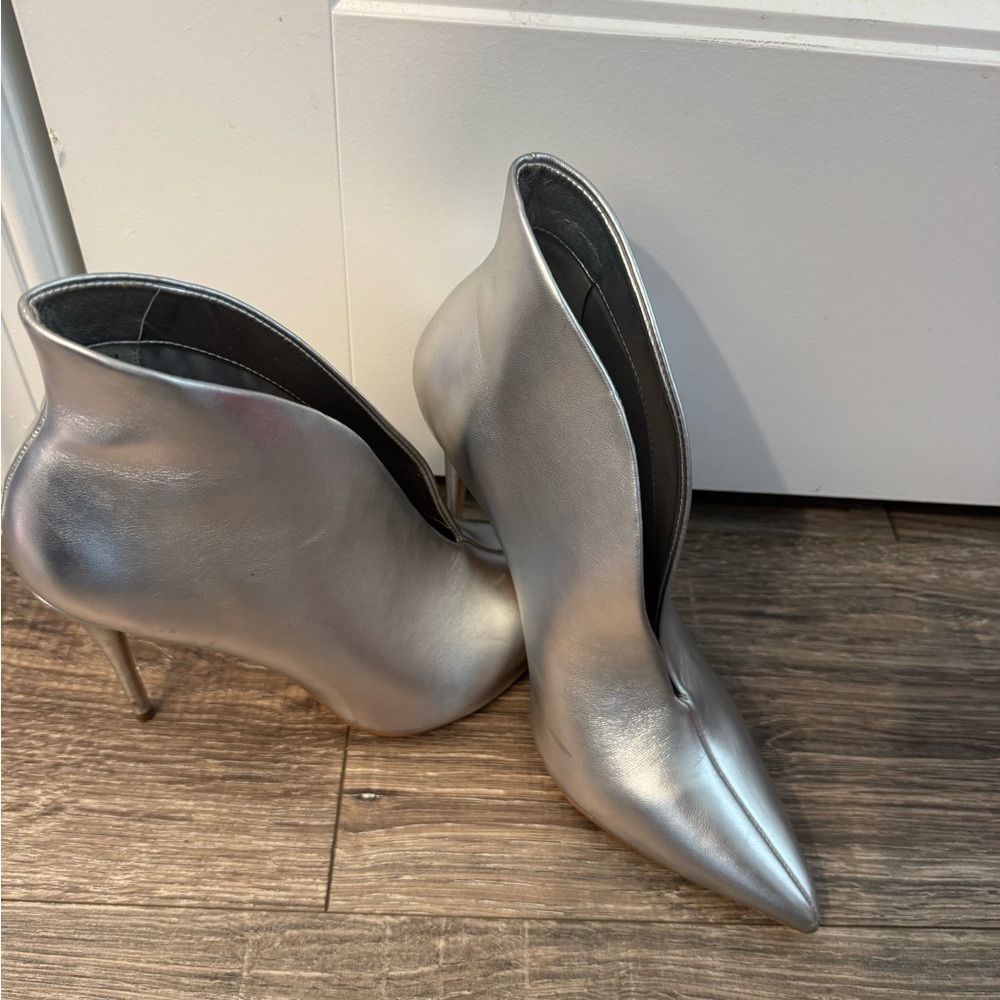 Silver Stiletto Ankle Boots